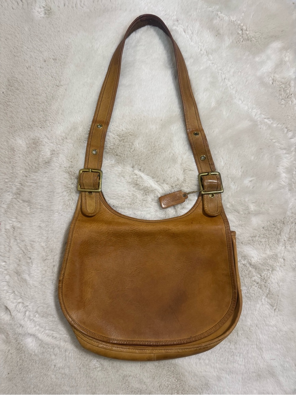 Rare Coach Vintage Bonnie Cashin Hippie Saddle Bag Tan Pre Serial